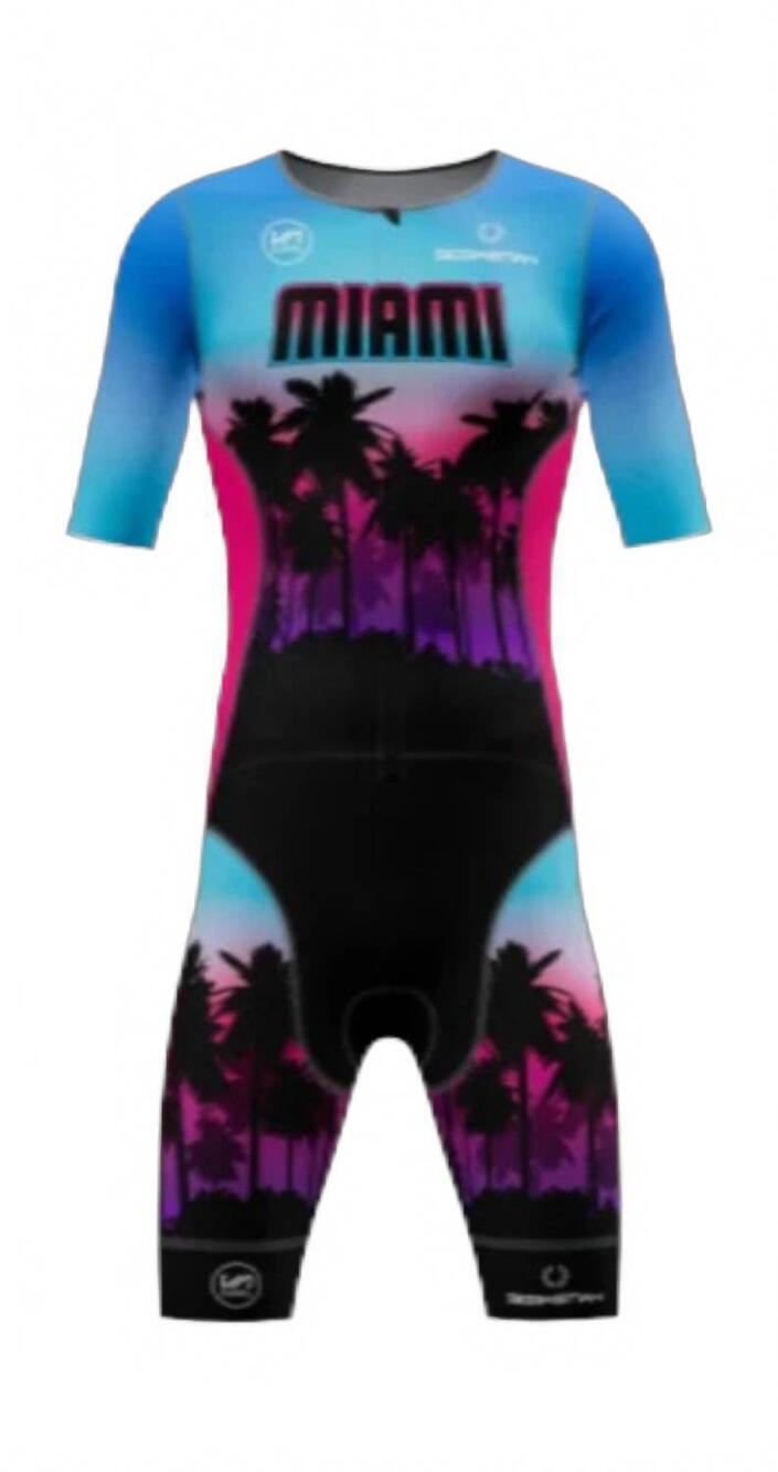 NEW SURAL SPORT women's short sleeve trisuit in miami palms